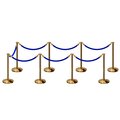 Montour Line Stanchion Post and Rope Kit Pol.Brass, 8 Flat Top 7 Blue Rope C-Kit-8-PB-FL-7-PVR-BL-PB